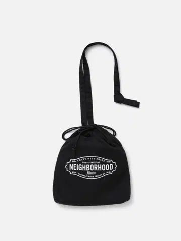 NEIGHBORHOOD 로고 드로스트링 백 블랙