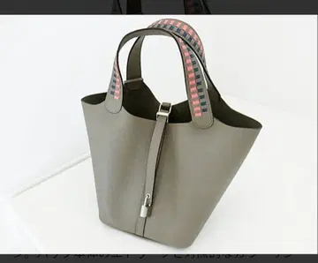 토트백 그레이지 계열 천연 가죽 핸들 자수 엘르 토고 가죽