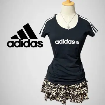 adidas 아디다스 T셔츠 삼선 블랙 반짝이 Y2K 헤이세이 갸루
