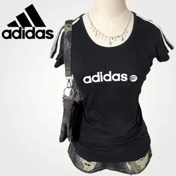 adidas 아디다스 T셔츠 삼선 블랙 반짝이 Y2K 헤이세이 갸루