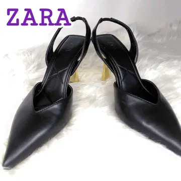 ZARA 메탈릭 힐 슬링백 펌프스 23.5cm