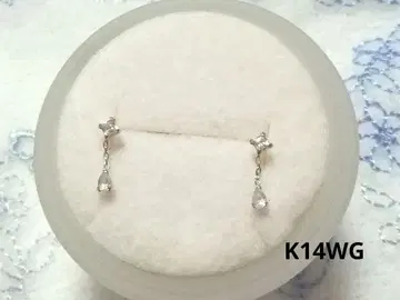 K14WG 드롭컷 스윙 귀걸이 캐치 없음 스터드 귀걸이 물방울