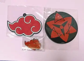 NARUTO 아카츠키 구름 패턴 만화경 사륜안 키링 코스터 3종 세트