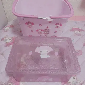 마이멜로디 My Melody 플라스틱 바스켓 보관 케이스 세트 핑크