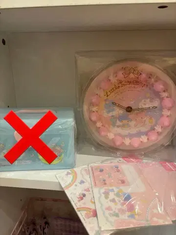 키키라라 케이크 모양 시계 레터 세트 손잡이 달린 박스