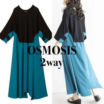 2Way OSMOSIS 오즈모시스 니트 절개 원피스 그린 롱