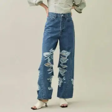 BELPER 벨퍼 23ss 트위스트 데미지 와이드 데님 팬츠 사이즈 1