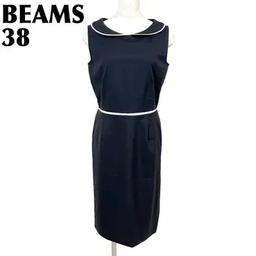 택 포함 BEAMS 슬리브리스 둥근 카라 원피스 38 블랙 무지