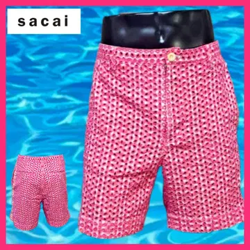 sacai 사카이 체크 펀칭 플라워 숏팬츠 2 핑크