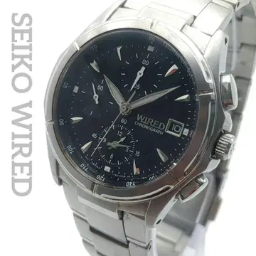 하자품 작동품 SEIKO WIRED 크로노그래프 블랙 다이얼 남성용
