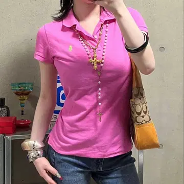 폴로 랄프 로렌 피케 셔츠 빅 포니 y2k 그런지 핑크