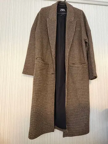 [ 완판템! ] 체크 체스터 코트 브라운 계열 ZARA