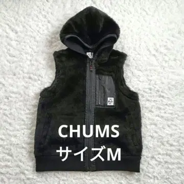 새상품급 CHUMS 후디드 베스트 집업 보아 플리스 M 블랙