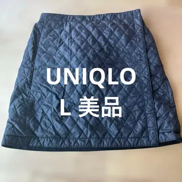 유니클로 새상품급 L 퀼팅 스커트 방한 랩 스커트 블랙 검정
