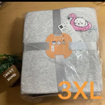 새상품 3XL 치이카와 드라이 파일 세트 GU 반팔&반바지 라이트 그레이