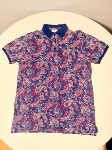 ETRO 페이즐리 무늬 피케 셔츠 네이비 이탈리아제