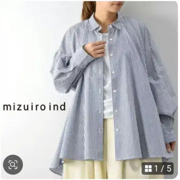 미즈이로 인드 mizuiroind 와이드 플레어 셔츠 스트라이프