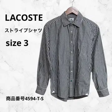 LACOSTE 긴팔 셔츠 스트라이프 악어 로고 패치 사이즈 3