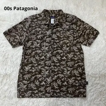00s 파타고니아 오픈 카라 반팔 셔츠 카키 M