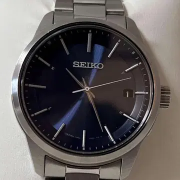 SEIKO SBTM253 손목시계 네이비 실버 솔라 전파 세이코