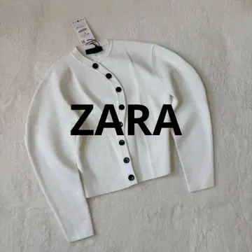 미사용 ZARA 가디건 화이트 긴팔 M 택 포함