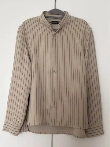 ZARA 스트라이프 패턴 스탠드 카라 셔츠 베이지 S