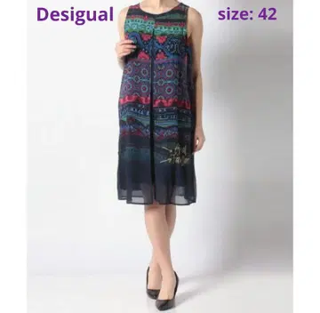 새상품급 Desigual 데시구알 슬리브리스 원피스 42 빅사이즈