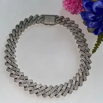 Glitter iced out prong chain