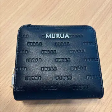 MURUA mu 엠보싱 시리즈 라운드 지퍼 이단 접이식 지갑 블랙