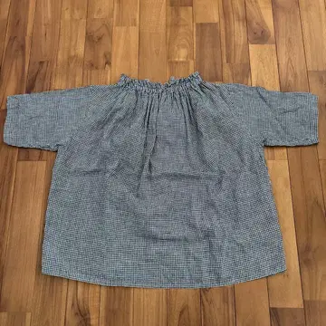 nest Robe 2way 깅엄 체크 반팔 블라우스