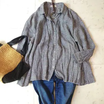 nest Robe 네스트로브 린넨 깅엄 체크 긴팔 셔츠