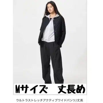 유니클로 울트라 스트레치 액티브 와이드 팬츠 긴 길이 M 사이즈 블랙