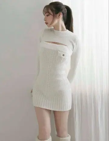 andmary hug knit set dress white 앤드마리