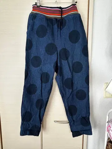 도트 무늬 데님 벌룬 사루엘 팬츠 개성파 오샤레 워커 안티카