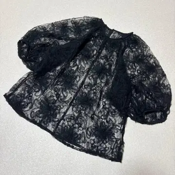 아크테 입체 플라워 튤 레이스 블라우스