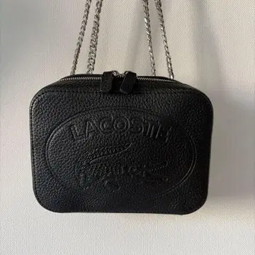 LACOSTE 체인 숄더백 가죽 블랙