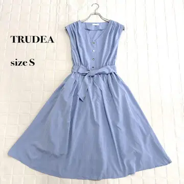 TRUDEA 슬리브리스 원피스 S 리본 벨트 포함 플레어 원피스 블루