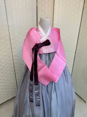 한복 치마저고리 저고리만 핑크 은박 전통 의상 hanbok M부터 L