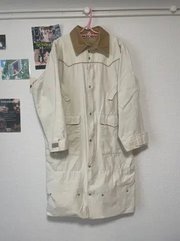 옷깃 코듀로이 롱 헌팅 코트 베이지 M vintage 구제 의류