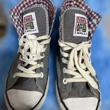 VANS 하이컷 스니커즈 그레이 체크 무늬
