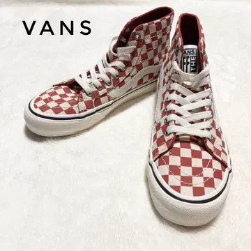 VANS 반스 체커보드 레드 하이컷 스니커즈 25cm