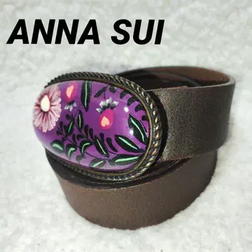 ANNA SUI 안나수이 여성용 가죽 벨트 꽃무늬 버클 브라운