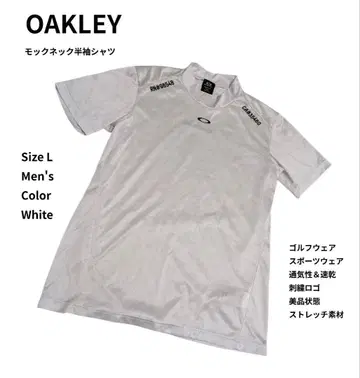 OAKLEY 오클리 모크넥 반팔 T셔츠 화이트 L 골프 자수 로고