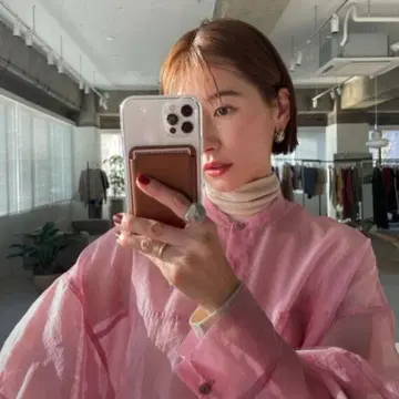 CLANE SWITCH SHEER SHIRT 시어 셔츠 핑크 긴팔