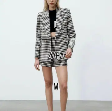 ZARA 하운드투스 패턴 더블 브레스트 자켓 숏팬츠 셋업