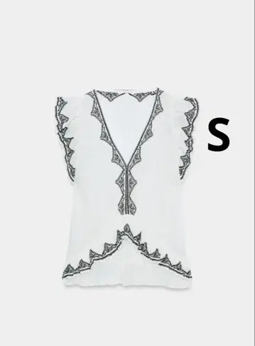 ZARA 자라 ZW COLLECTION 대비 자수 상의 미사용 새상품