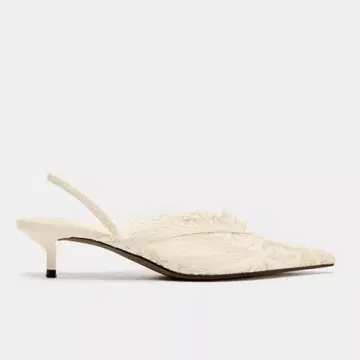 ZARA 레이스 슬링백 플랫슈즈 에크루 38