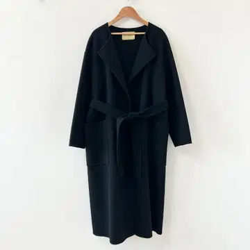유나이티드 애로우즈 더블 페이스 노카라 코트 벨트 블랙 36