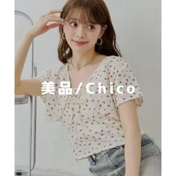 새상품급 Chico 꽃무늬 반팔 상의 플라워 볼레로 탱크탑 2웨이