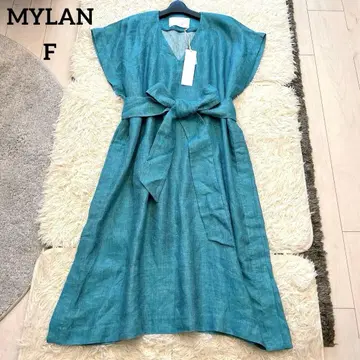 [ 새상품 ] MYLAN 마이란 허리마크 드레스 린넨 원피스 에메랄드F